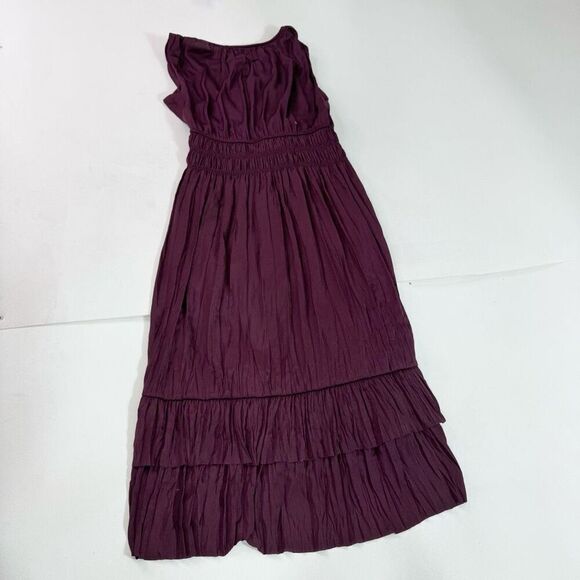 WHBM Midi Dress Womens Small Purple Satin Sleeveless Tiered Flowy Party New - Picture 10 of 11